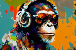 Outlet Acrylglasbild DJ SCHIMPANSE Acrylbilder|Glasbilder