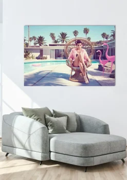 New Akustikbild DAME MIT FLAMINGOS Akustikbilder