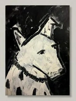 Hot Aludibondbild DOG BLACK WHITE Metallbilder