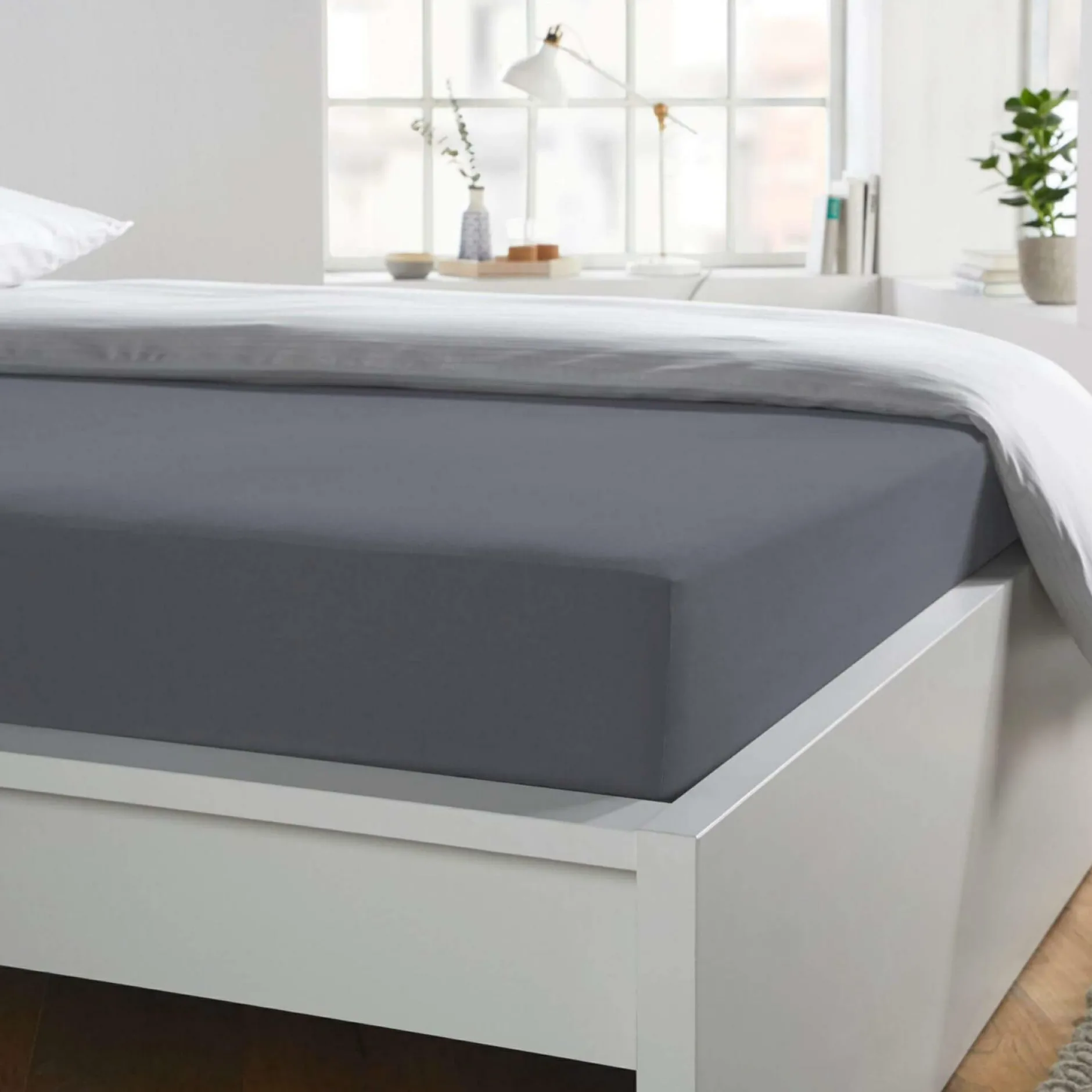 Clearance Bettlaken Baumwolle graphit Spannbettlaken|Spannbetttücher