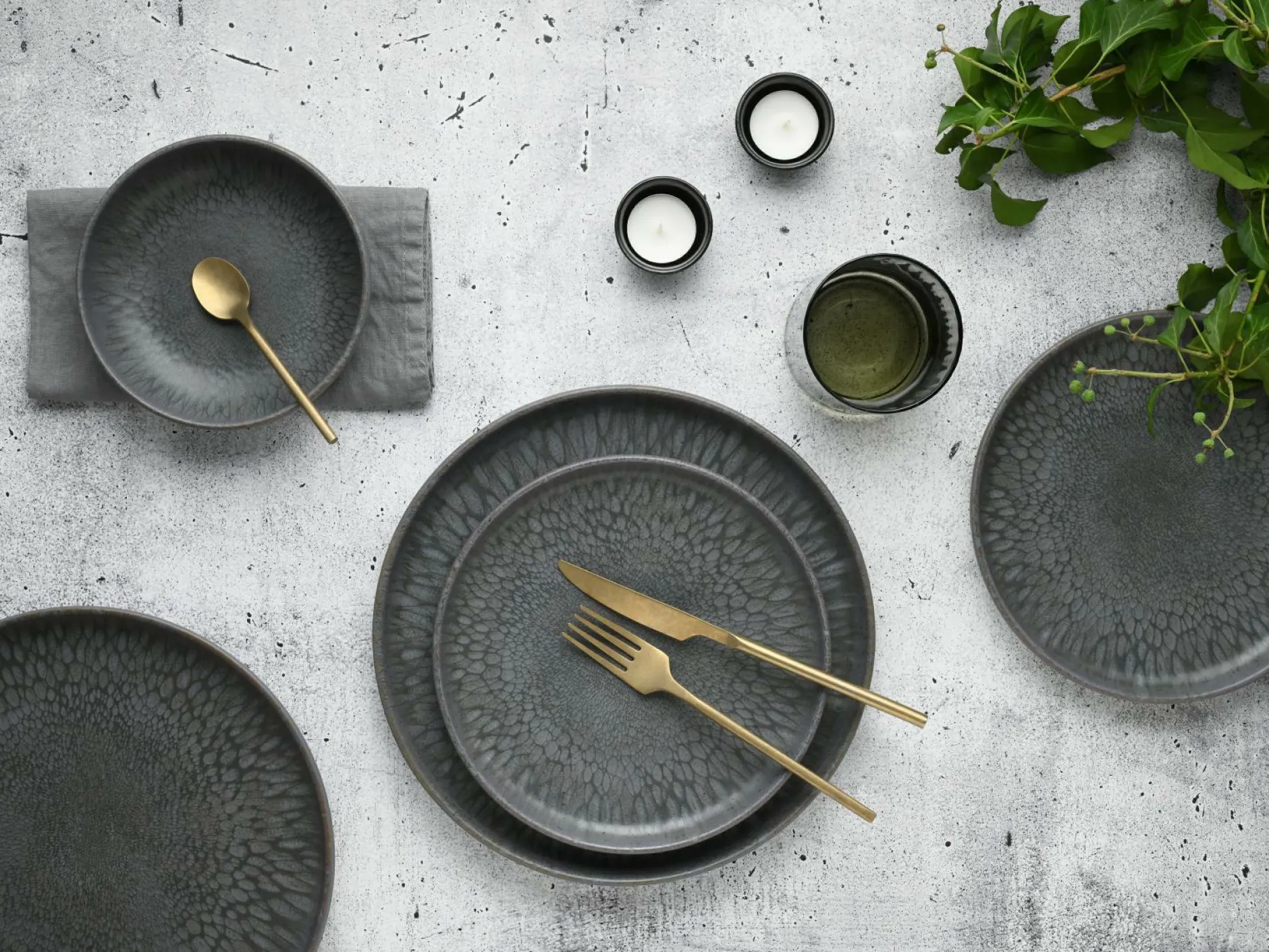 New Dessertteller VOLCANO DARK Geschirr|Gedeckter Tisch