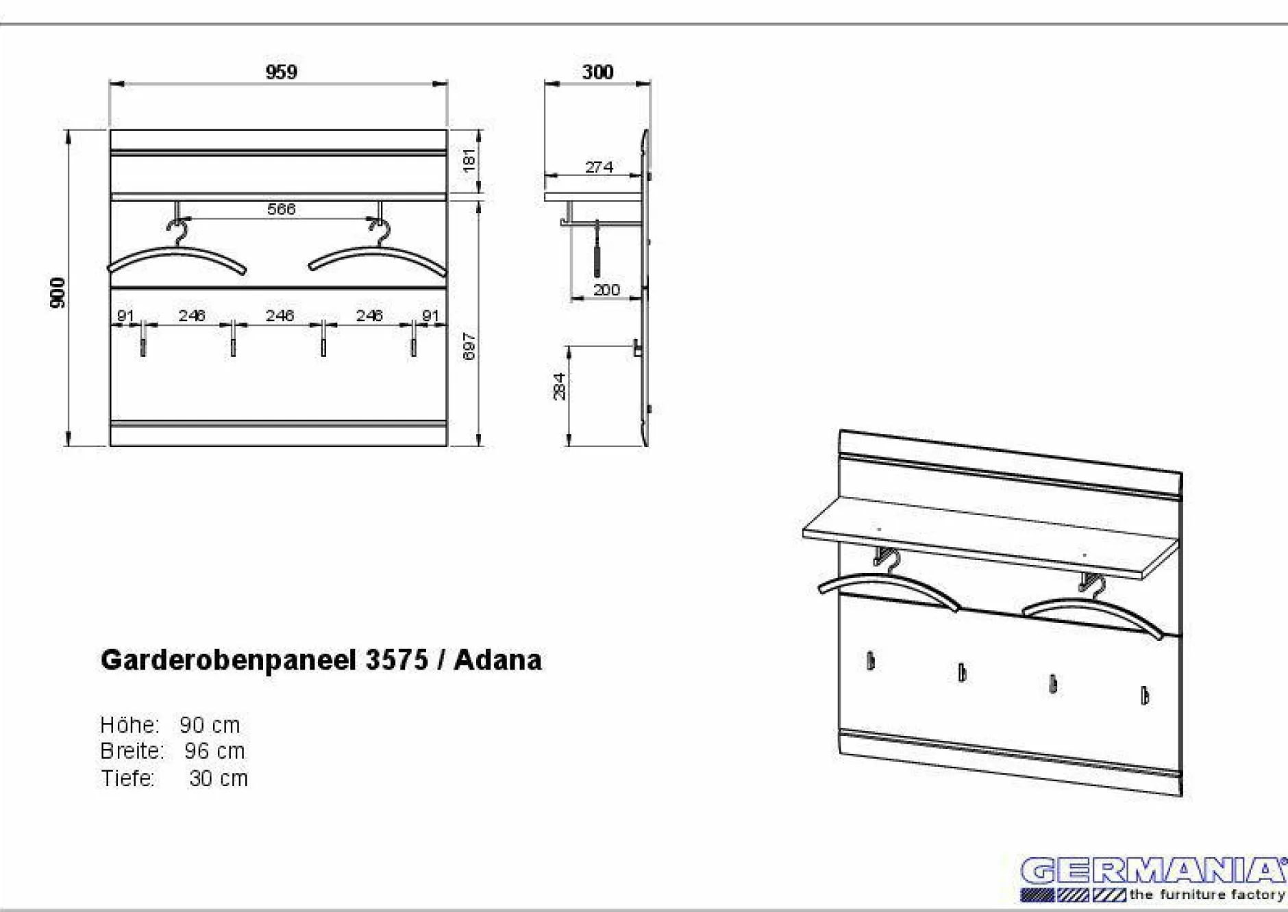 Outlet Garderobenpaneel Wandgarderoben|Wandgarderoben