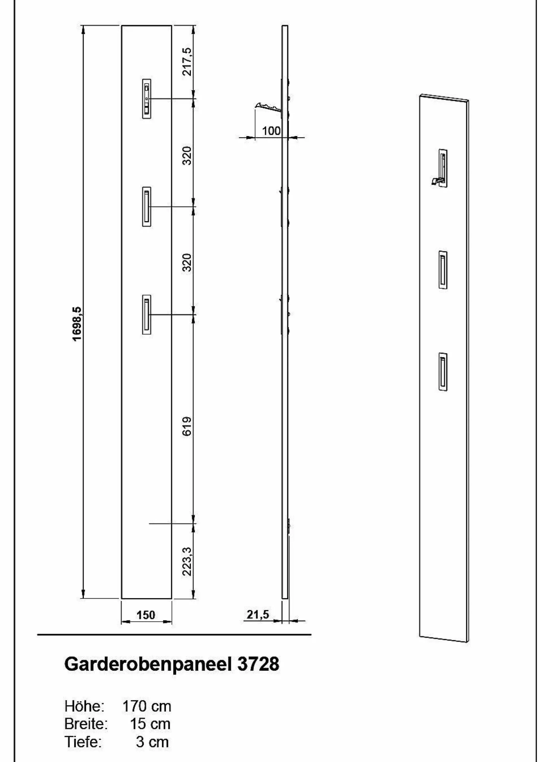 New Garderobenpaneel UTAH Wandgarderoben|Wandgarderoben