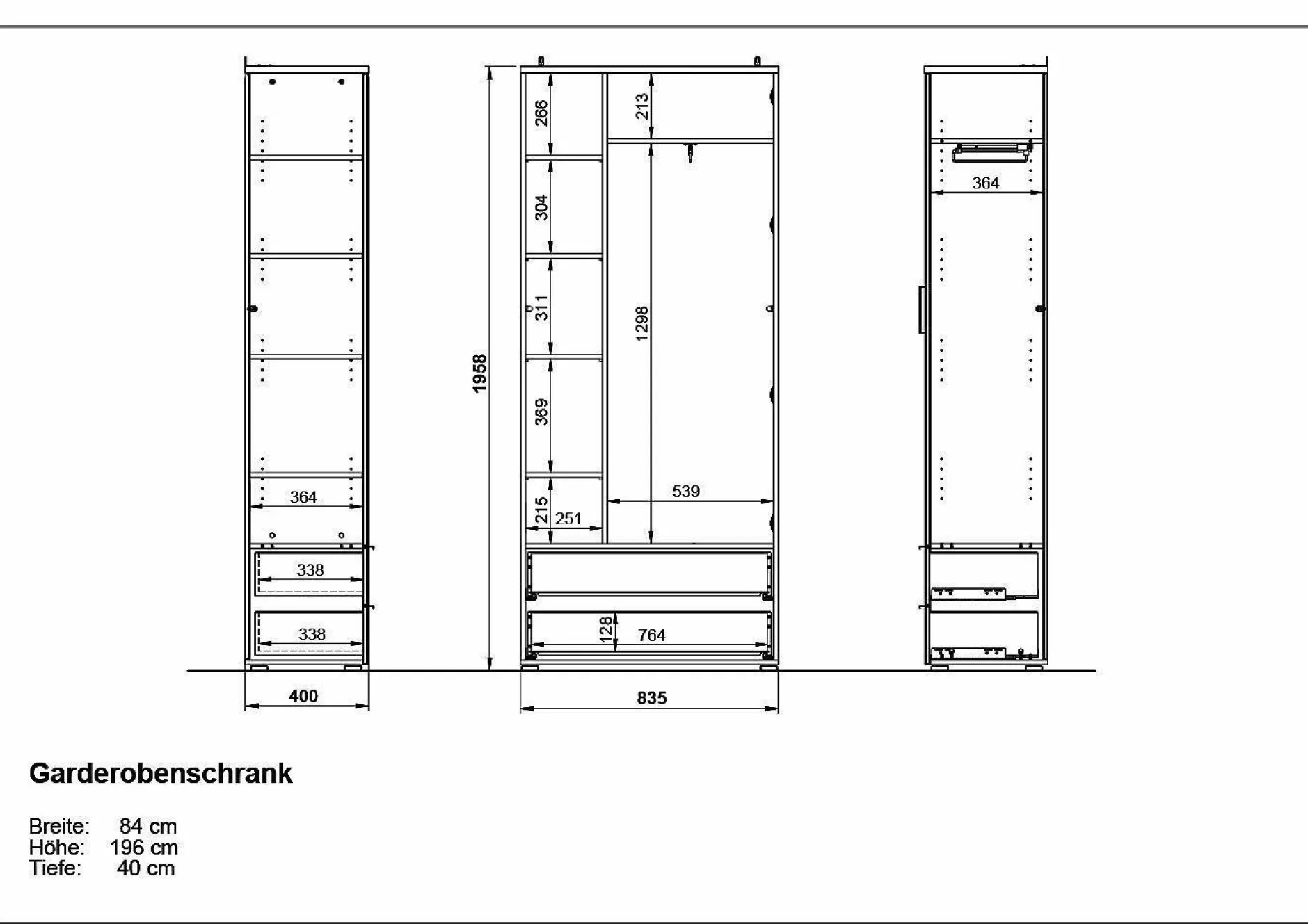 Clearance Garderobenschrank TELDE Garderobenschränke|Schränke