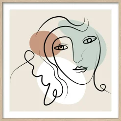 Gerahmtes Bild LINE-ART-FACES Holzbilder
