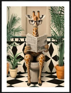 Discount Gerahmtes Bild LUSTIGE GIRAFFE Holzbilder|Bilder