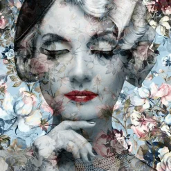 Sale Glasbild PASTELLBLÜTEN DAME Glasbilder