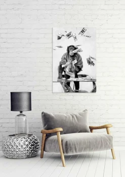 Best Glasbild SCHIMPANSEN IM GELD Glasbilder