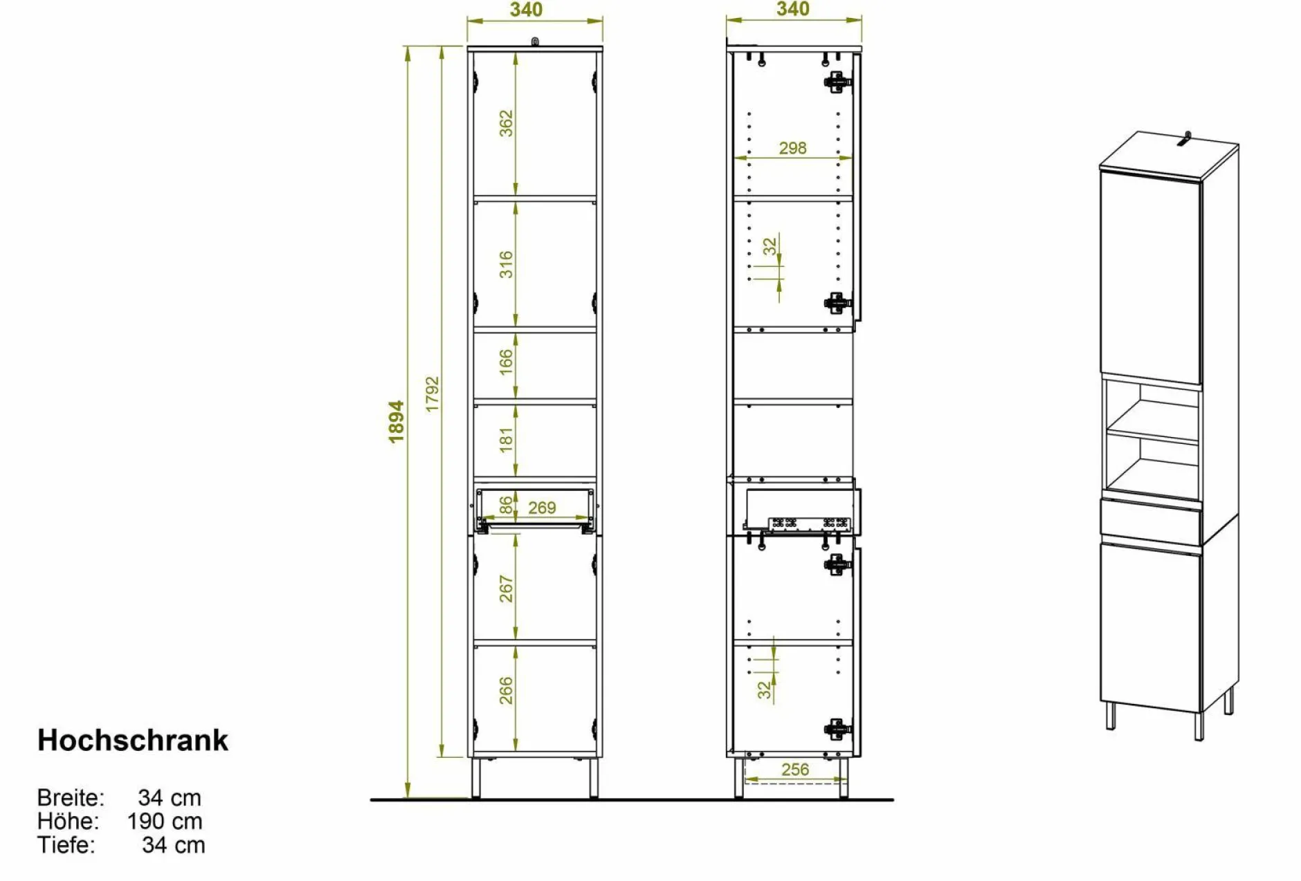 Clearance Hochschrank TORRANCE Hochschränke|Bad-Hochschränke