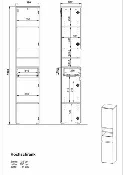 Outlet Hochschrank MAYOR Hochschränke|Bad-Hochschränke