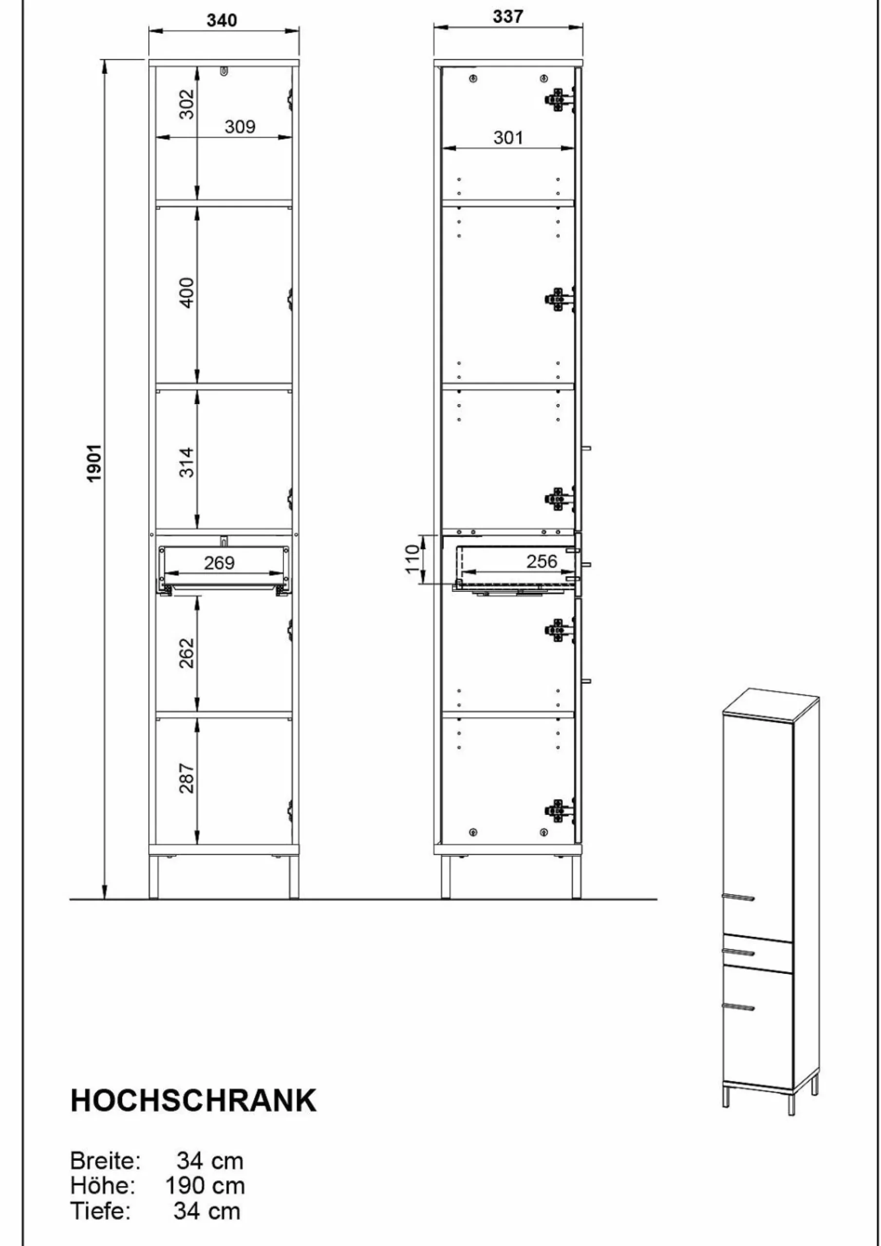 New Hochschrank YONKERS Hochschränke|Bad-Hochschränke