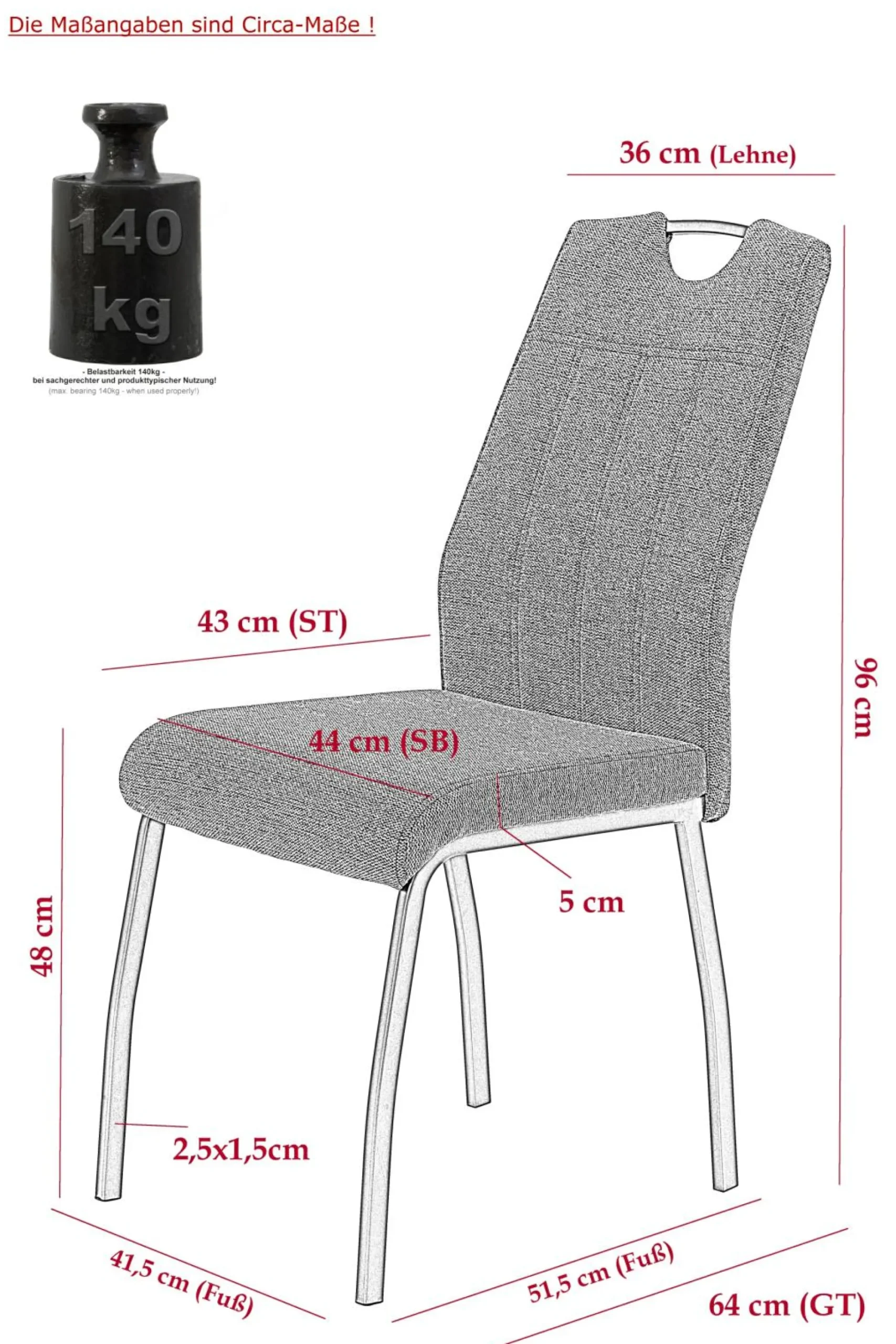 Hot Polsterstuhl ELIF III 2er Set Polsterstühle