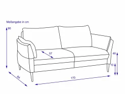 Hot Sofa 2,5 Sitzer HETTSTEDT Einzelsofas