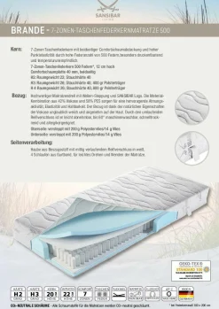 Outlet Taschenfederkernmatratze BRANDE Matratzen & Lattenroste|Matratzen